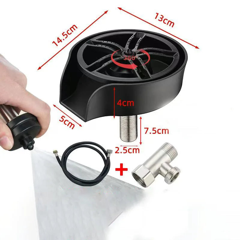 2in1 Glass Rinser For Kitchen Sink Pull Out Spray Head Automatic Rotating High-Pressure Press Cleaner Sink Bottle Cup Washer