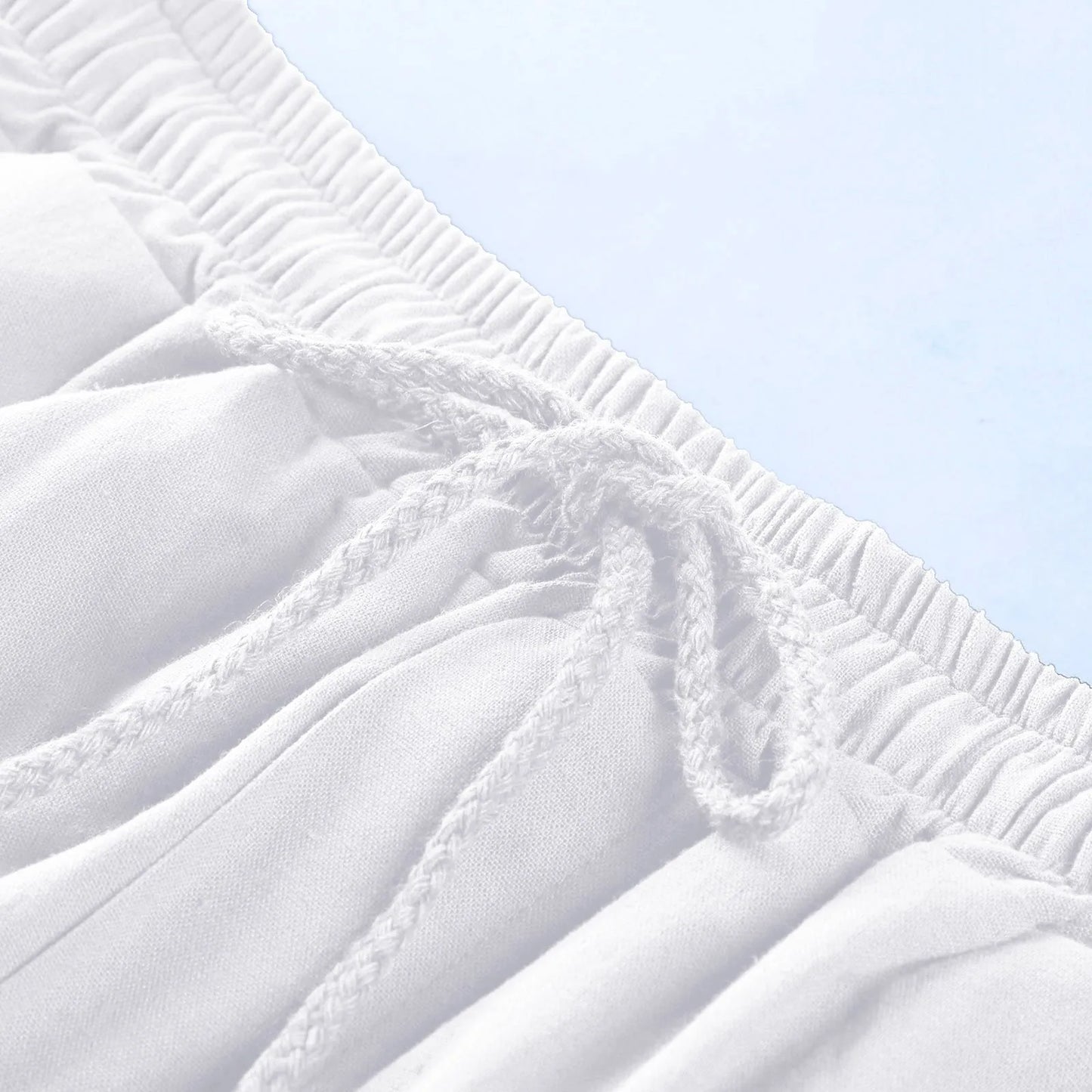 Cotton Linen Cargo Shorts Solid Color Trunks Elastic Summer Lace Up White Men's Shorts Holiday Vacation Pantalones Cortos 2023